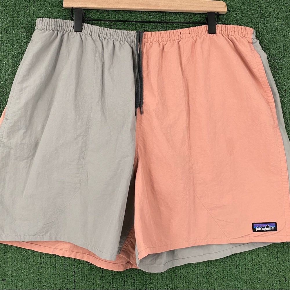 Patagonia Baggies Harlequin Sunfade Pink & Grey Colorblock Lined Shorts Mens 2XL